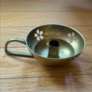 Vintage Brass Candle Holder with Handle - Brass